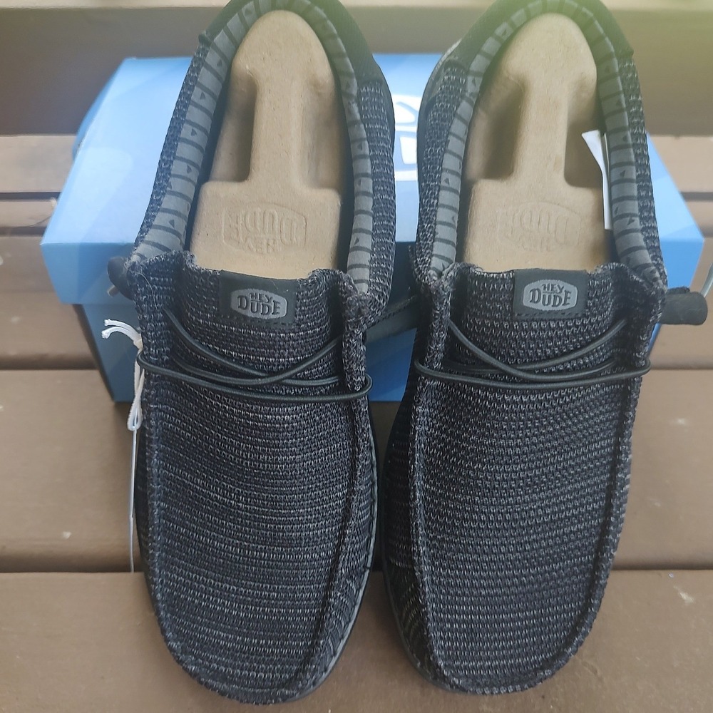 Hey Dude Wally Stretch Sox Mens 9‎ Black NWB 41898-060 Lightweight Knit Loafers